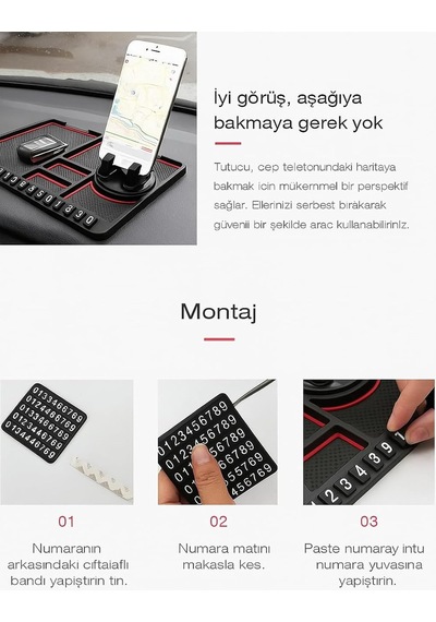 Lexroo Araç İçi Telefon Tutucu Vakumlu Araba Telefon Tutucu Araba Numaratör, 360 Döner Başlık Standart