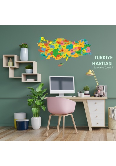 Özel Baskı Renkli Türkiye Haritası Statik Kağıt Tahta