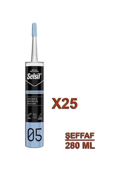Selsil Mutfak Ve Banyo Silikonu Şeffaf 280 Ml 25 Adet