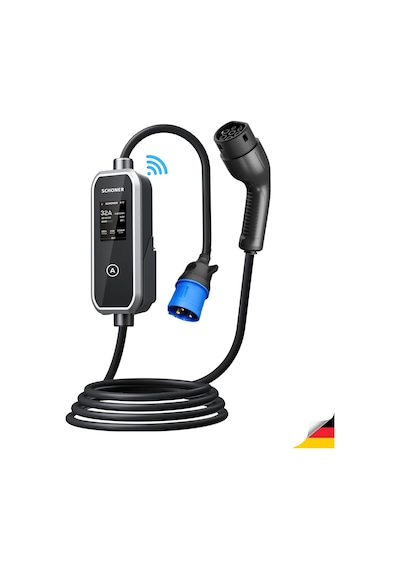 Schoner 7.5kw Taşınabilir Elektrikli Araç Şarj Istasyonu -tak Ve Şarj Et- Wi-fi/bluetooth Smart 5 Metre Tip2 Kabl Genel
