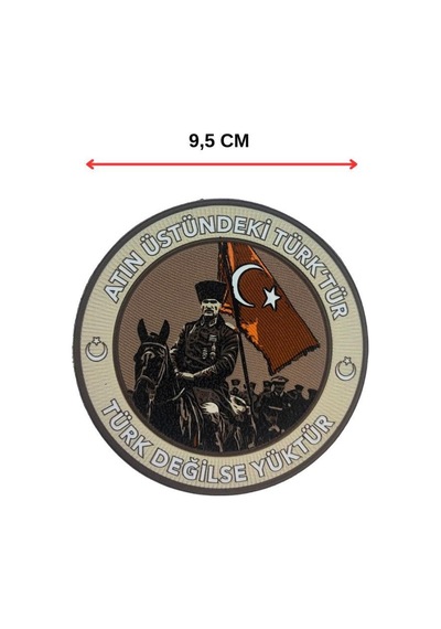 Single Sword Atın Üstündeki Türk Tür, Türk Değilse Yüktür Cırtlı Arma Patch 9.5 Cm Diğer