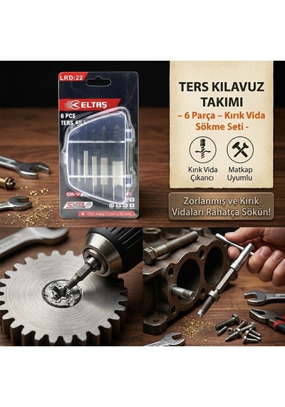Go İthalat 6 Pcs Hasarlı Vida Çıkarıcı Set - Sola Dönen Klavuz Uç
