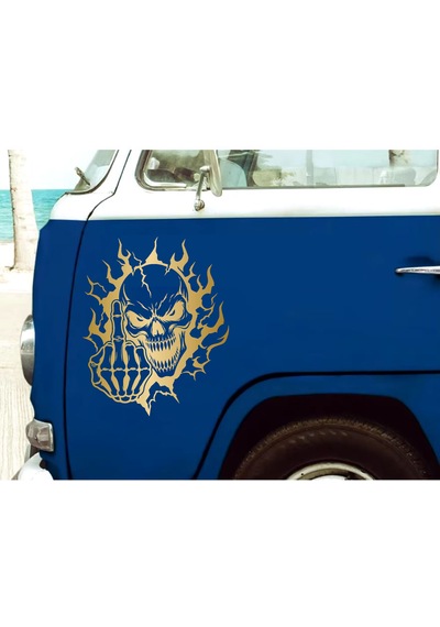 İskelet Kurukafa Sticker - İskeletor Kurukafa Kuru Kafa Sticker - Araba Oto Motosiklet Karavan Cam Laptop Sticker - 00352 40x33 Cm