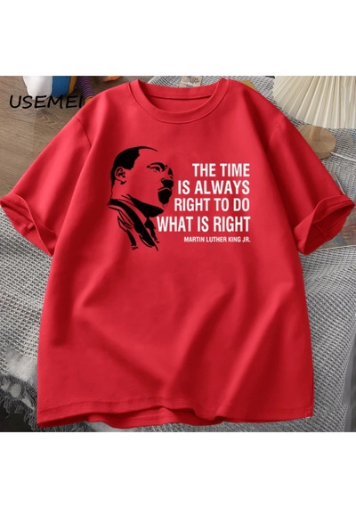 Flood Of Style Zaman Her Zaman Yapmak İçin Doğru T Shirt Erkekler Kadınlar Martin Lutherking T-shirt Mlk Boy Kırmızı