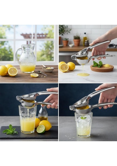 Profesyonel Paslanmaz Çelik Limon Sıkacağı, Manuel Narenciye Ve Limon Presi, Ergonomik Kollu, Kolay Yıkanabilir, Büyük Boy 24 Cm