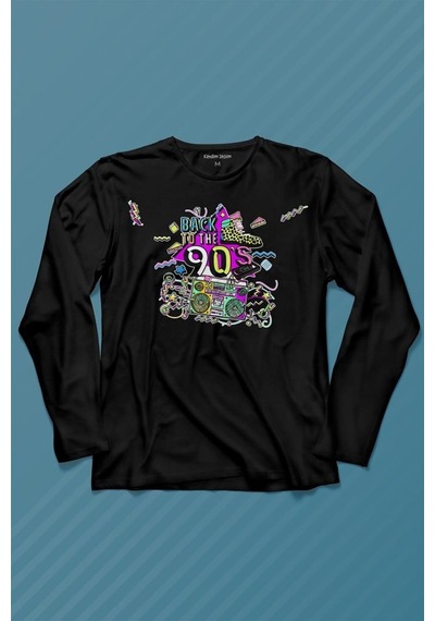Doksanlar Pop 90's Retro Vintage Uzun Kollu Tişört Baskılı T-shirt 001