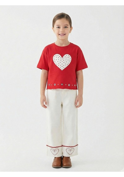 Xo Kids Kız Çocuk 3lü Alt Üst Kombin Takmı 4-13 Yaş Set0479 Krem