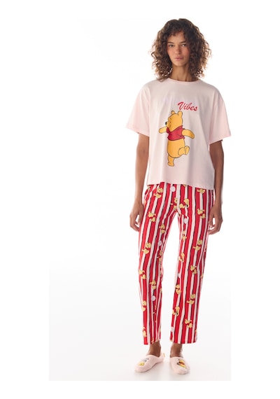 Penti Pembe Monday Vibes Ayı Desenli Pantolon Kısa Kollu Pijama Takımı