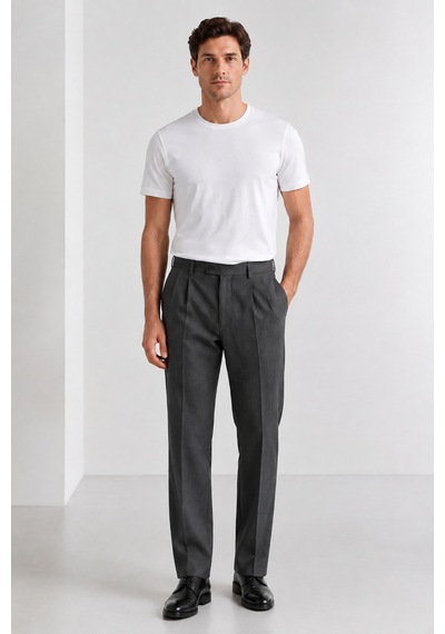 Bihan Store Erkek Slim Fit Yün Karışımlı Zeta Gabardin Kumaş Pileli Pantolon 004-antrasit Bihan Store Erkek Slim Fit Yün Karışımlı Zeta Gabardin Kumaş Pileli Pantolon 004-antrasit