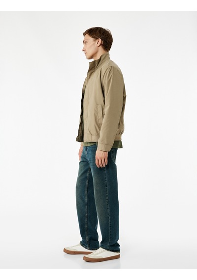 Koton Normal Bel Pamuklu Vintage Straight Fit Jean Pantolon Petrol 7wam40058nd