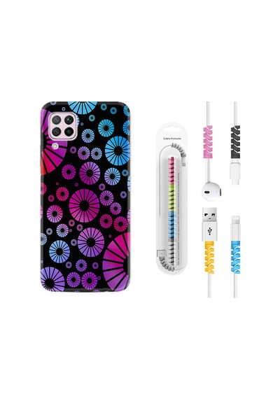 Huawei P40 Lite Kılıf Kablo Koruyuculu Daireler 1751