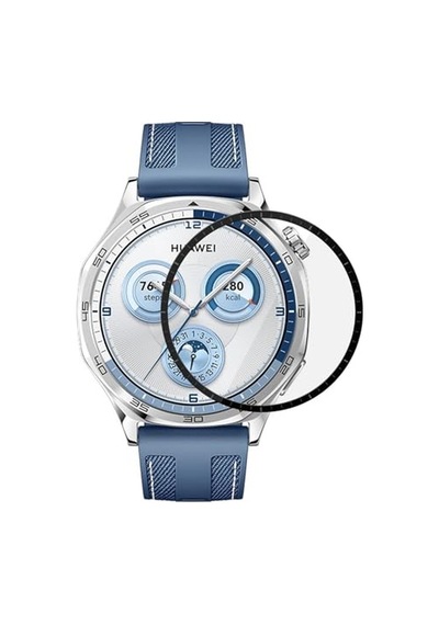 Huawei Watch Gt5 46mm Tam Kaplayan Temperli Cam Full Ekran Koruyucu Siyah Watch Gt5 46mm İle Uyumlu Ekran Koruyucu - Si