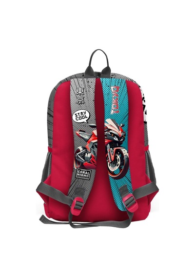 Coral High Kids Gri Nefti Anime Motorsiklet Desenli 3 Lü Okul Çanta Seti Set0123764