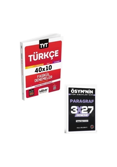 2027 Miray 2027 Tyt Türkçe 40 X 10 Fasikül Denemeler+ Evp Akademi Paragraf