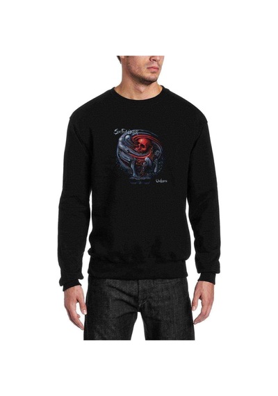 Six Feet Under Unborn Baskılı Siyah Erkek Örme Sweatshirt (528914004)