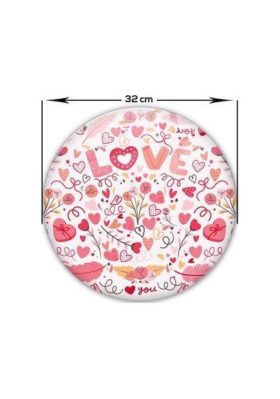 Decorita Cam Kesme Tahtası | Love - Renkli | Çap32cm