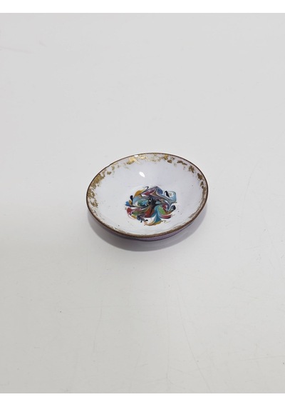 Antika Cloisonne Minyatür Tabak 6cm 167 Beyaz