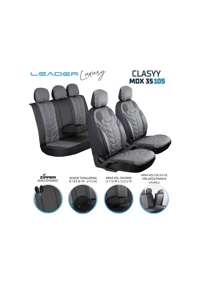 Seat Leon Reference Uyumlu Lüx Deri Oto Koltuk Kılıfı Ön Arka Takım Classy Serisi Füme