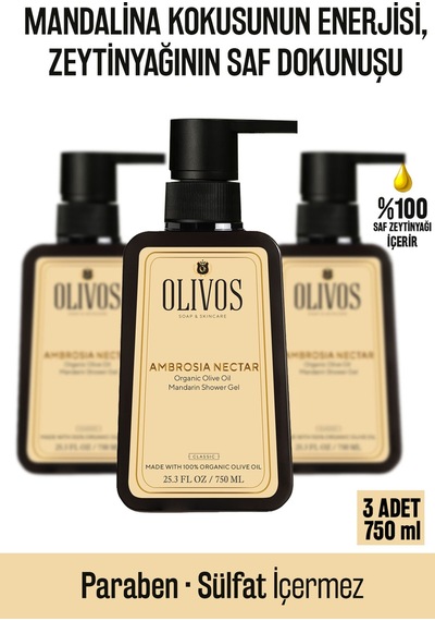Olivos Zeytinyağlı Mandalina Kokulu Banyo Duş Jeli 3 x 750 ML