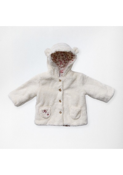 Andywawa Kız Bebek Coat Welsoft Floral Dreams Kapüşonlu Peluş Mon Ekru