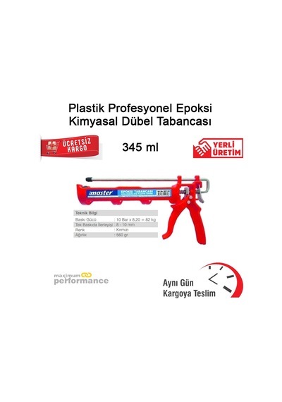 Master Plastik Profesyonel Epoksi Kimyasal Dübel Tabancası 345 Ml N11.1349