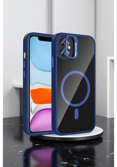 Apple İphone 11 Kılıf Standlı Ve Kamera Lens li M-safe Şarj Özellikli Sararmaz Kılıf