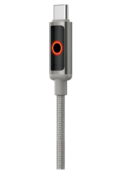 Type C Hızlı Şarj Kablosu Type-c To Type-c, 60w, 480 Mbps, 1.2m, Pd, Örgü, Led Işık Gri