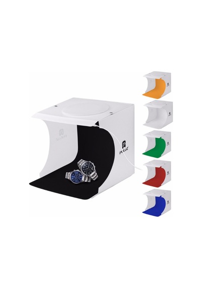 Puluz 2 Adet Led Şerit Işıklı 23x24cm 6 Fonlu Fotograf Ürün Çekim Çadırı Kutusu Light Box