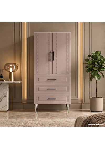 Murano Çok Amaçlı Dolap 60 Cm 2 Kapak 3 Çekmece Soft Pudra - Çok Amaçlı Kiler Dolabı Beyaz Murano Çok Amaçlı Dolap 60 Cm 2 Kapak 3 Çekmece Soft Pudra - Çok Amaçlı Kiler Dolabı Beyaz