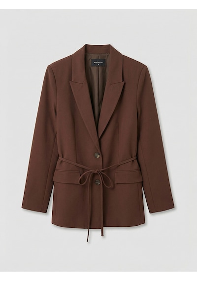 Lcw Everyday Kahverengi Beli Kuşaklı Kadın Blazer Ceket