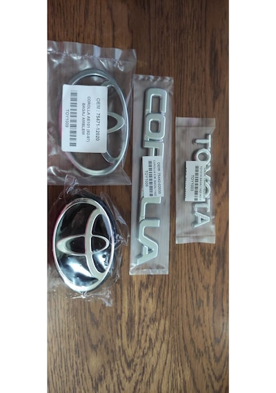 Corolla Panjur Arma Bagaj Yazısı Toyota Yazı Ön Arma Logo Seti A Kalite Ürün Krom Kaplama Ae101