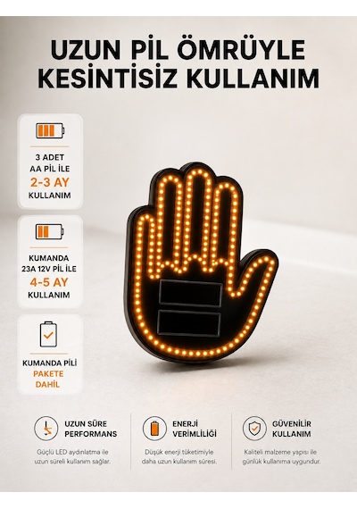 Pilli Led Işık Araç Camı İçin Uzaktan Kumandalı El Simgesi Çokrenkli 45063968