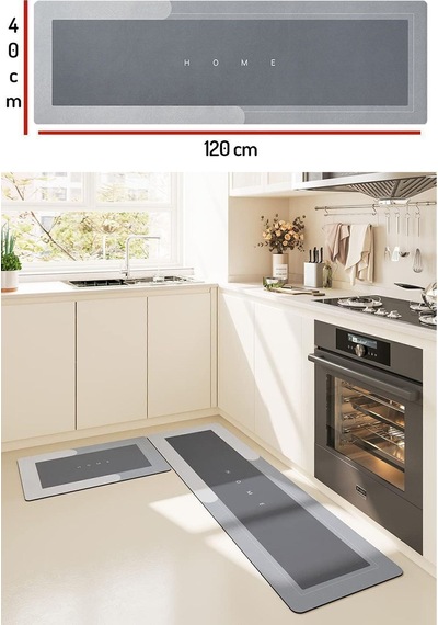 Buççin Online Mağaza Su Emici Banyo Paspası Kaymaz Tabanlı Su Emici Yapı 40x120m Uzun Kauçuk Gri Çok Renkli