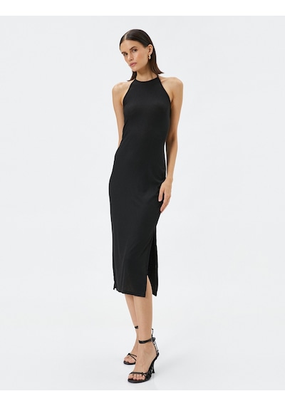Koton Triko Elbise Midi Halter Yaka Yırtmaçlı Siyah 4sak80019ek 4SAK80019EK999 Koton Triko Elbise Midi Halter Yaka Yırtmaçlı Siyah 4sak80019ek 4SAK80019EK999