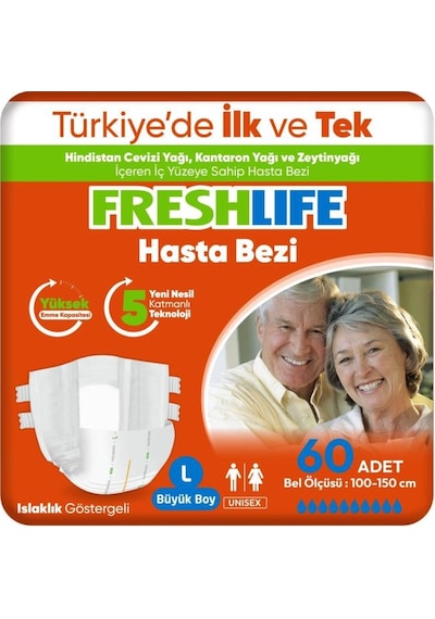 Freshlife 2'li Large Beden Büyük Boy Yetişkin Hasta Bezi 30x2 60 Adet L