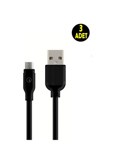 3 Adet Siyah 2 Amper Micro Usb Android Uyumlu Cep Telefonu Şarj Data Kablosu