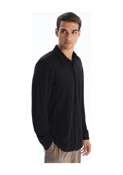 Lcw Vision Siyah Slim Fit Uzun Kollu Erkek Dokulu Gömlek