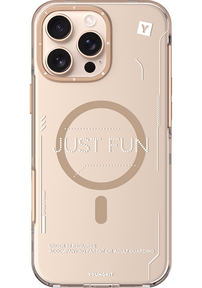 Apple Uyumlu iPhone 16 Pro Kılıf Magsafe Şarj Özellikli Çıkarılabilir Arka Yüzeyli Youngkit Mecha Desert Gold