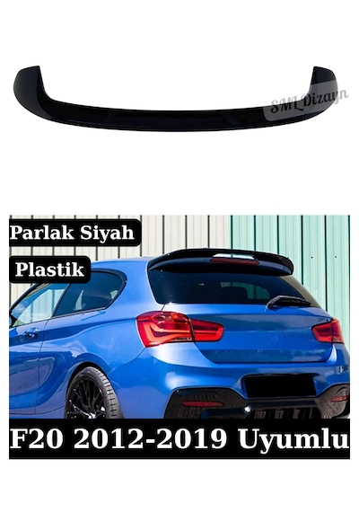 Bmw 1 Serisi F20 2012-2019 Uyumlu Bagaj Üstü Tavan Spoiler - Parlak Siyah Piano Black Plastik
