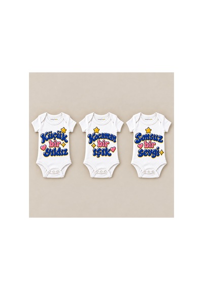 Babylimon Minik Yıldız Üçlü Beyaz Kısa Kollu Bebek Zıbın Seti Beyaz - 930083868 Beyaz