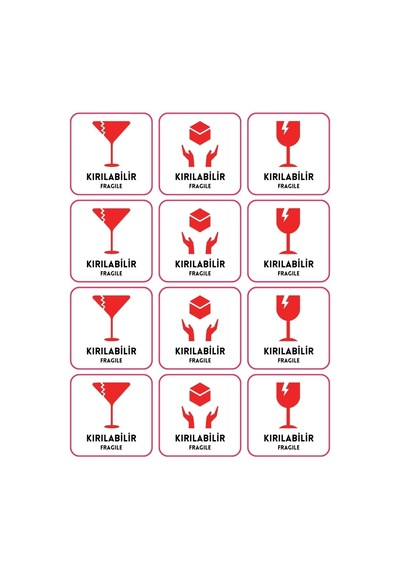 Paketlemeye Özel 120 Adet Sticker, Dikkat Kırılır Fragile Tek Ebat
