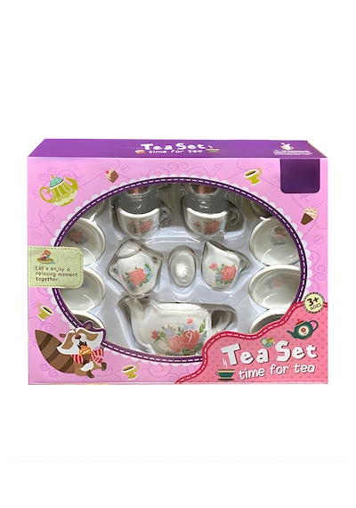Çiçek Desenli Oyuncak Çay Partisi Seti - 16 Parça, Porselen Çay Seti 01
