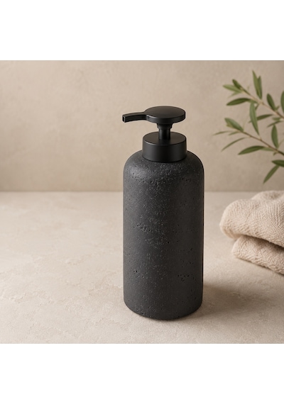 The Voguemaxima Siyah Xl Taş Dokulu Sıvı Sabunluk 9x24 Cm