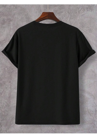 Palmiye T-shirt - Siyah Baskılı Oversize Bisiklet Yaka Kısa Kol Tişört Siyah