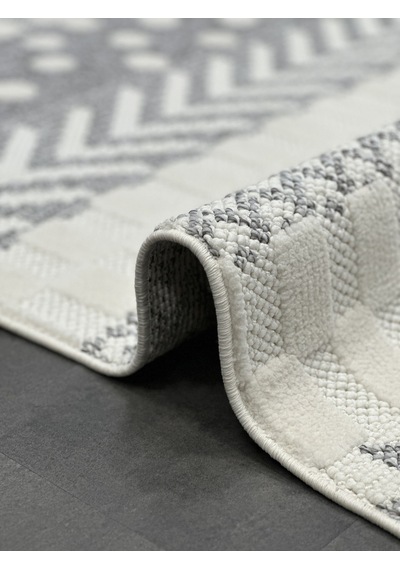 Woolen Halı Venis Bukle Halı 8801 Grı Renkli