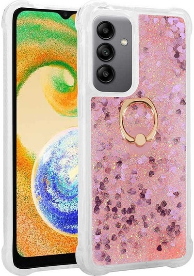 Samsung Galaxy Uyumlu A04s Kılıf Zore Simli Sıvılı Yüzüklü Milce Kapak