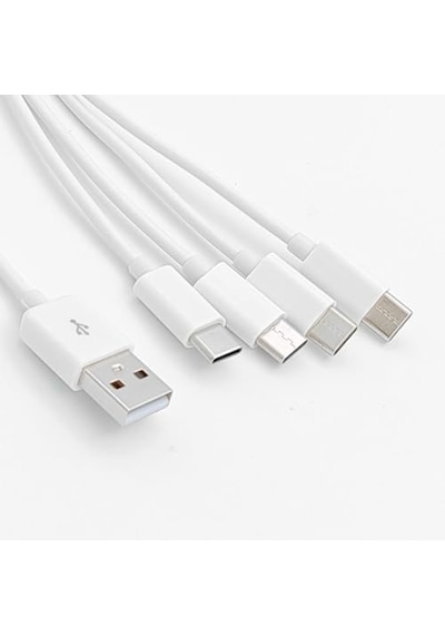 4 İn 1 Usb Tip-c Şarj Kablosu Çoklayıcı, Beyaz, 1 Metre, Çoklu Cihaz Şarj Kablosu Diğer