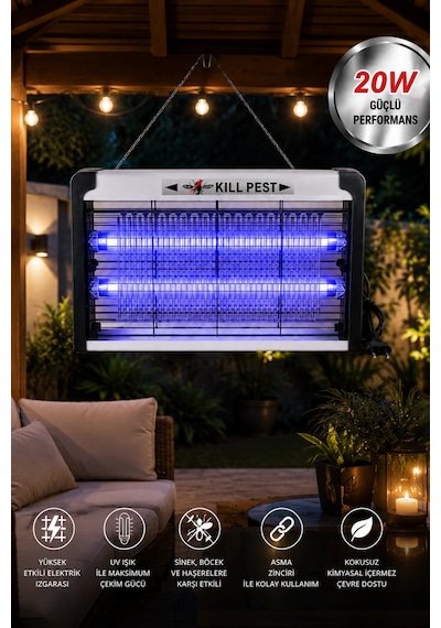 Glr Kf-6020 Sinek Öldürücü Lamba Uv Işıklı 20w Elektrikli Sivrisinek Tuzağı Işıklı Cihaz
