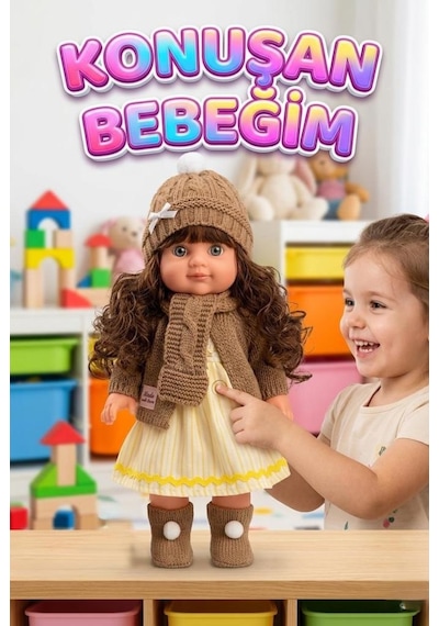 Lucia Girl Konuşan 35 Cm - Etkileşimli Kolları Bacakları Ve Kafası Et Kutulu Atkılı Oyuncak Bebek 36243727