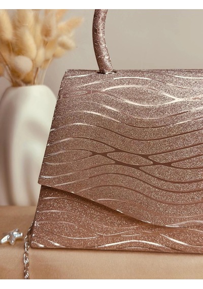 Elora Atelier Elora Liora Dalga Desenli Pudra Rose Gold Simli Çanta Çok Renkli
